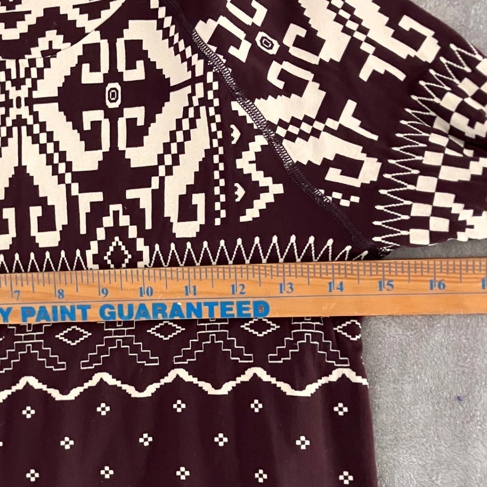 Sweaty Betty London Betty Base Layer Burgundy Fair Isle Turtleneck Top M Thermal - Picture 6 of 8